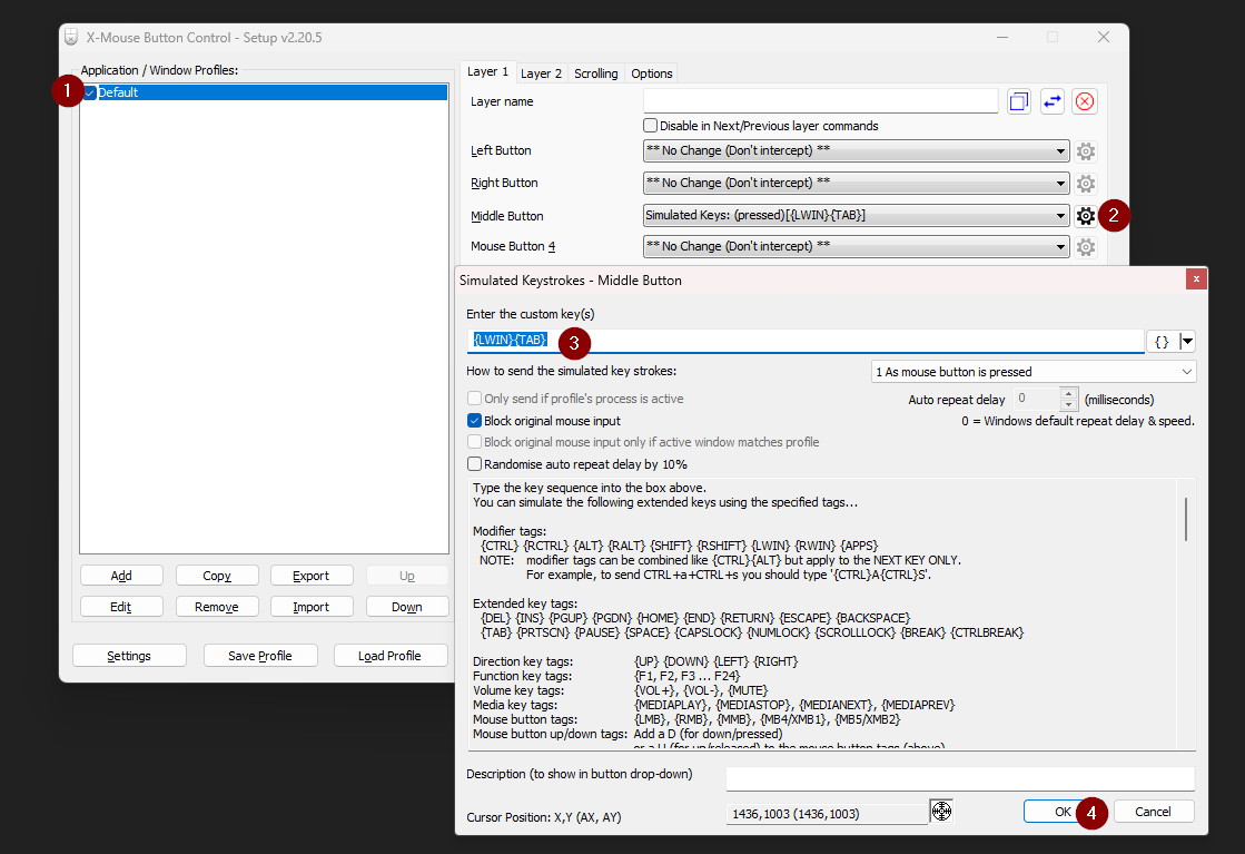 Set middle click to open Task view