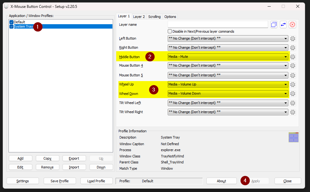 Select the system tray