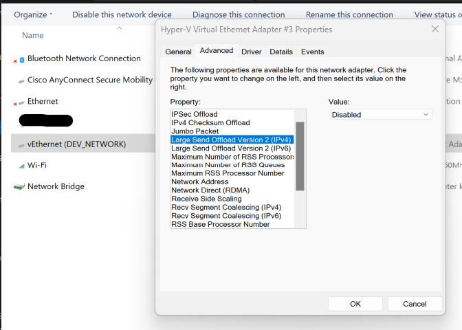 Disable large send offload screenshot